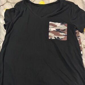 Black Camouflage Pocket Women's Top
